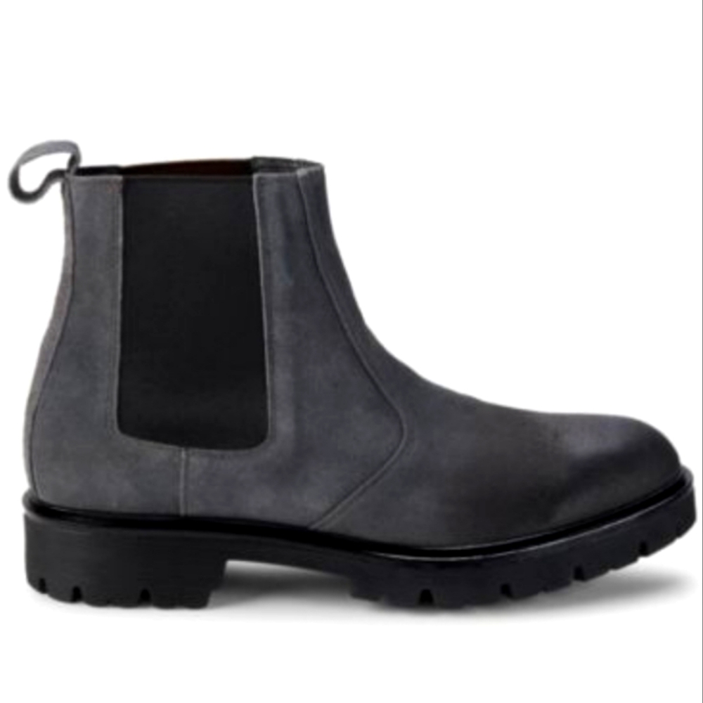 Good Man Brand Distressed Charcoal Suede Chelsea Lug Boots, Size 11